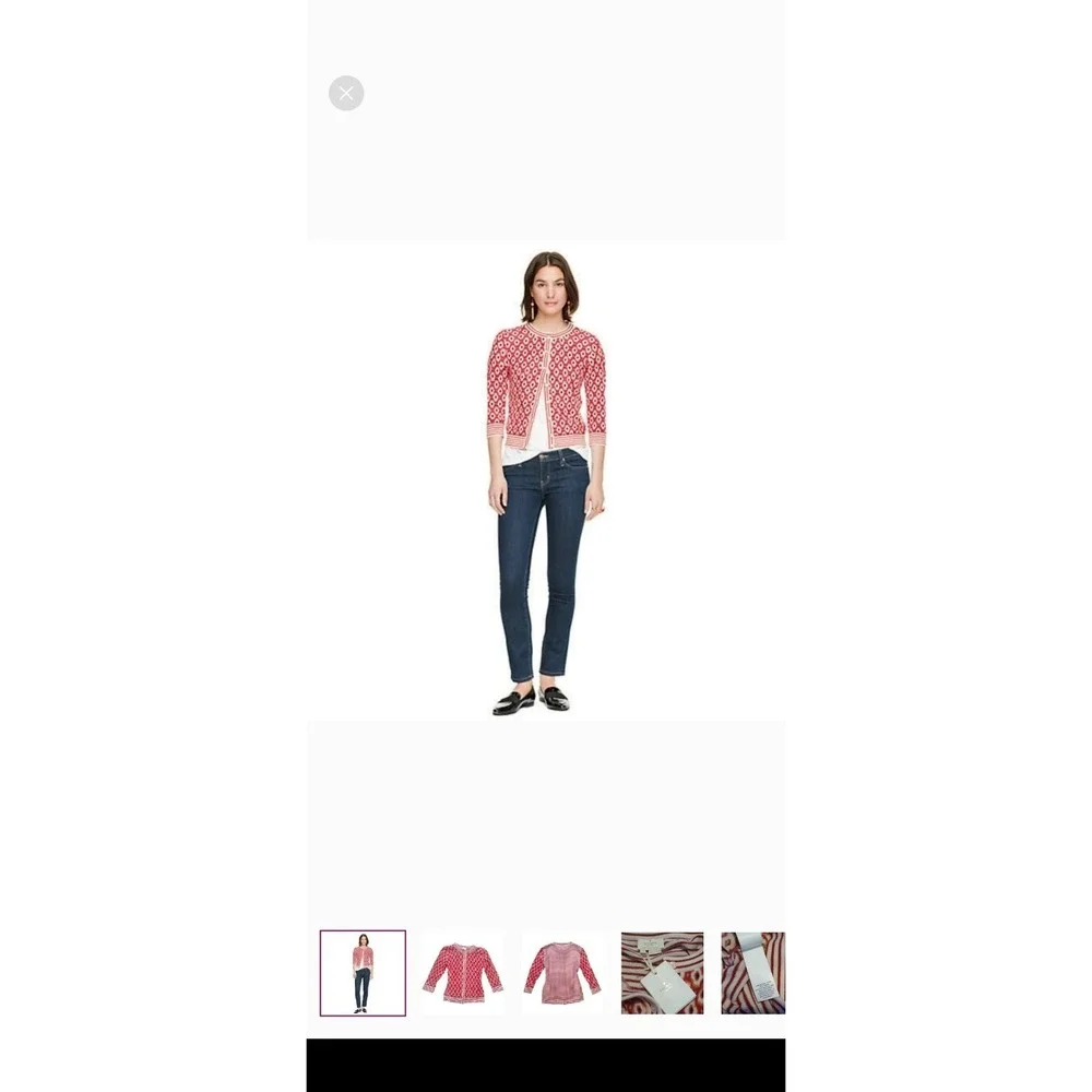 Kate spade New‎ York Live colorfully Posy Ikat Red Chestnut button cardigan